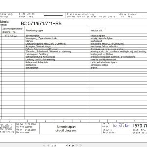 Bomag BC 571 671 771 RB Drawing No.57070022 Circuit Diagram 2000 EN DE