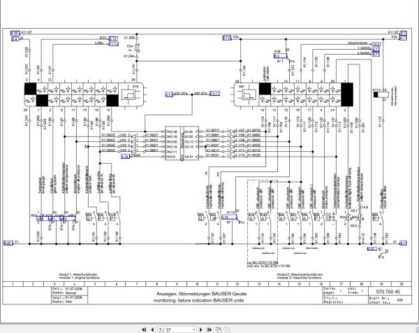 Bomag BC 572 2 Drawing No.57070045 Circuit Diagram 2008 EN DE 1
