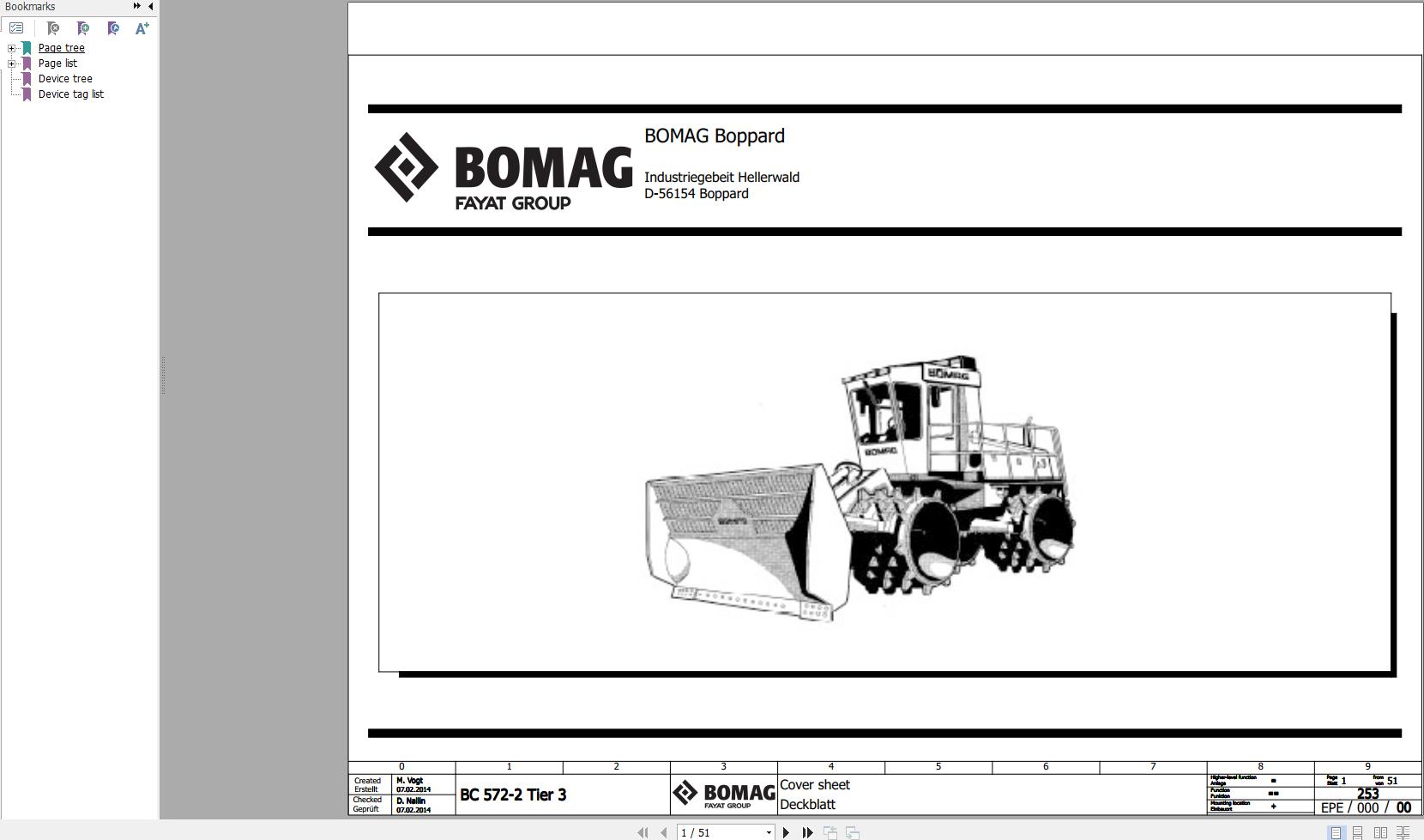 Bomag BC 572 2 Tier 3 Function.253 Wiring Diagram 2014 EN DE