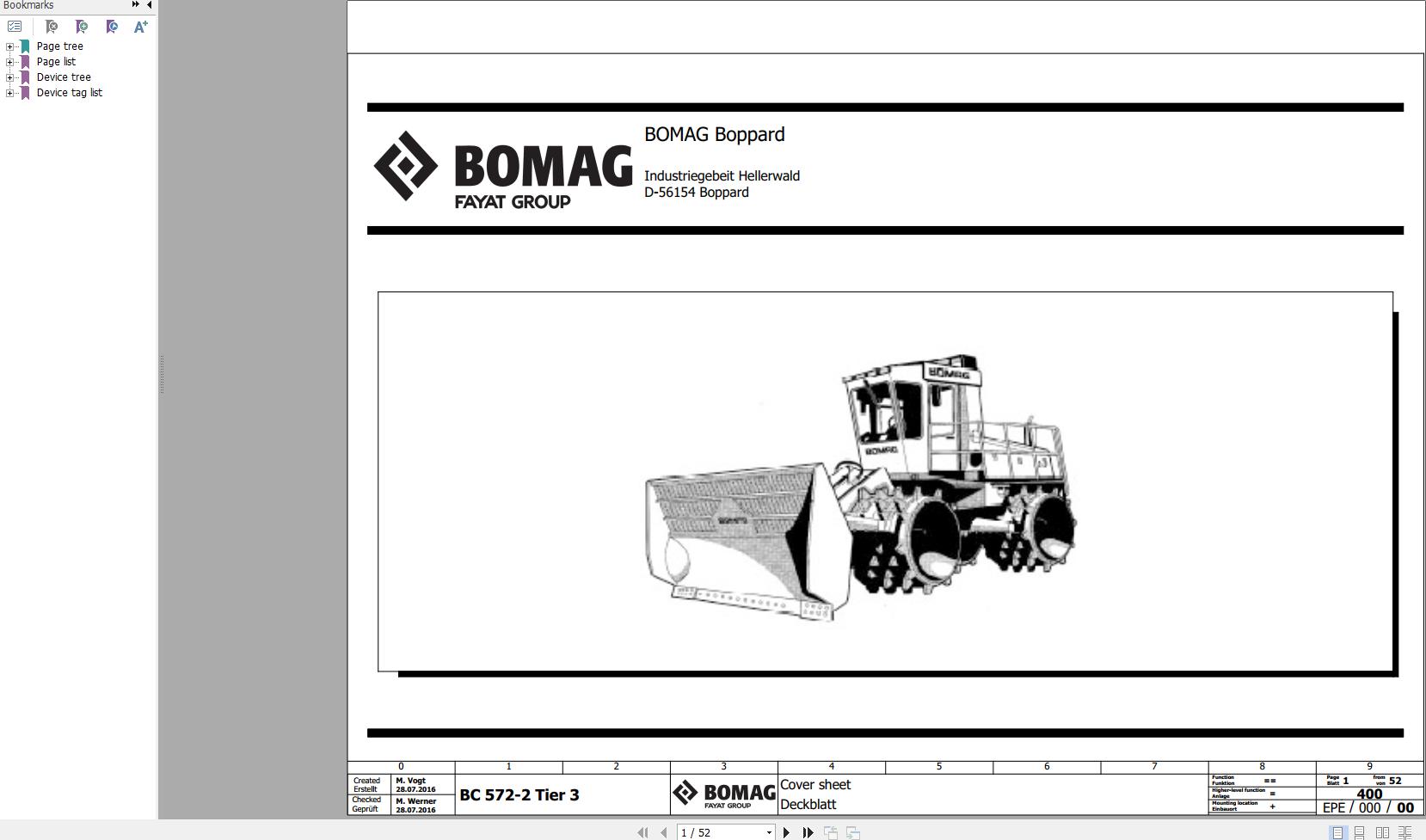 Bomag BC 572 2 Tier 3 Function.400 Wiring Diagram 2016 EN DE