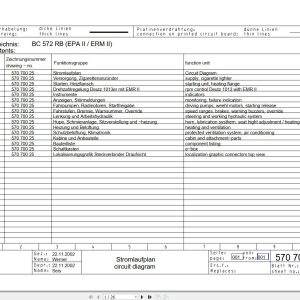 Bomag BC 572 RB EPA II ERM II Drawing No.57070025 Circuit Diagram 2002 EN DE