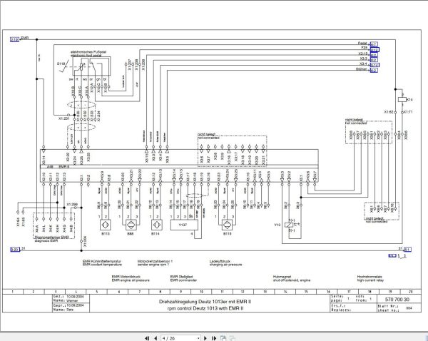 Bomag BC 572 RB EPA II ERM II Drawing No.57070030 Circuit Diagram 2004 EN DE 1