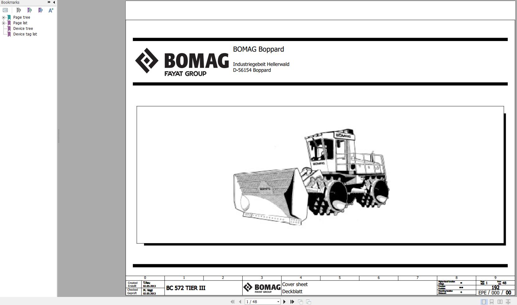 Bomag BC 572 Tier III Function.192 Wiring Diagram 2013 EN DE