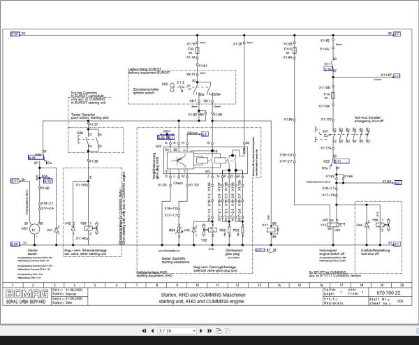 Bomag BC 671 771 RS Drawing No.57070021 00 Circuit Diagram 2000 EN DE 1