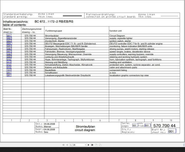 Bomag BC 672…1172 2 RB EB RS Drawing No.57070044 Circuit Diagram 2008 EN DE