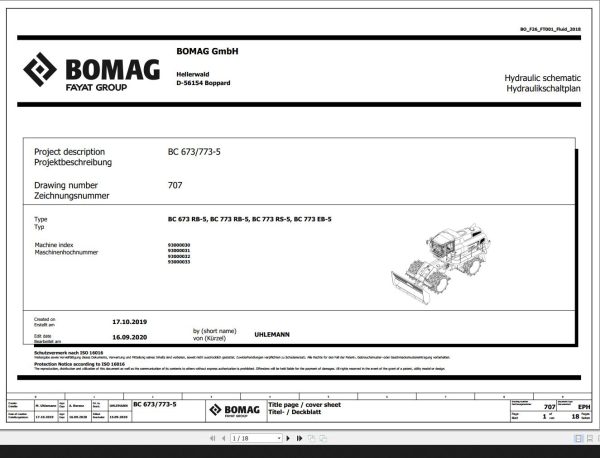 Bomag BC 673 773 5 RB 5RS 5EB 5 Function.707 Wiring Diagram 2020 EN DE