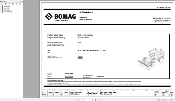 Bomag BC 873 RB 5 BC 973 RB 5 BC 1173 RB 5 Function.662 Hydraulic Schematic 2019 EN DE