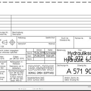 Bomag BC 972 1172 Drawing No.A57190818 Hydraulic Schematic 2011 EN DE