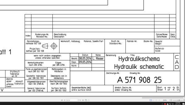 Bomag BC 972 1172 RB 4 Blatt 1 Drawing No.A57190825 00 001 Hydraulic Schematic 2014 EN DE