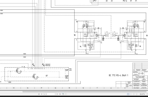 Bomag BC 972 1172 RB 4 Blatt 1 Drawing No.A57190825 00 001 Hydraulic Schematic 2014 EN DE 1