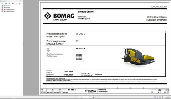 Bomag BF 200 2 Function.451 Hydraulic Schematic 2019 EN DE