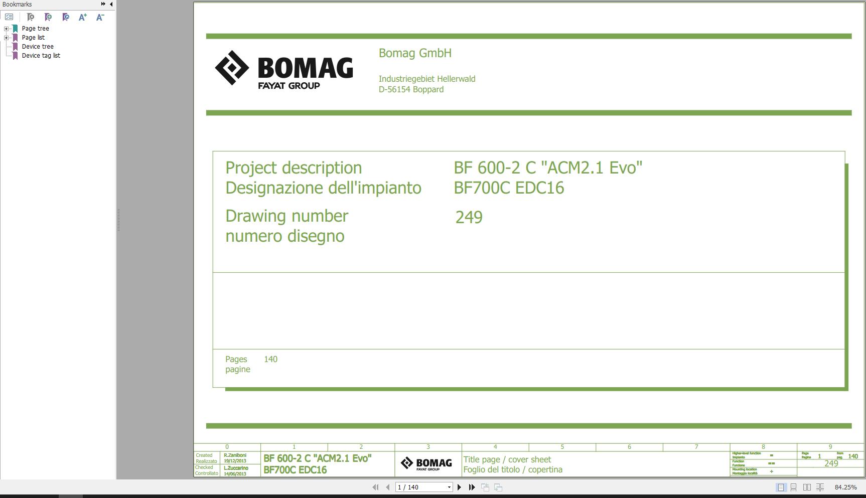 Bomag BF 600 2 C ACM2.1 EVO BF700C EDC16 Function.249 Wiring Diagram 2013 EN IT