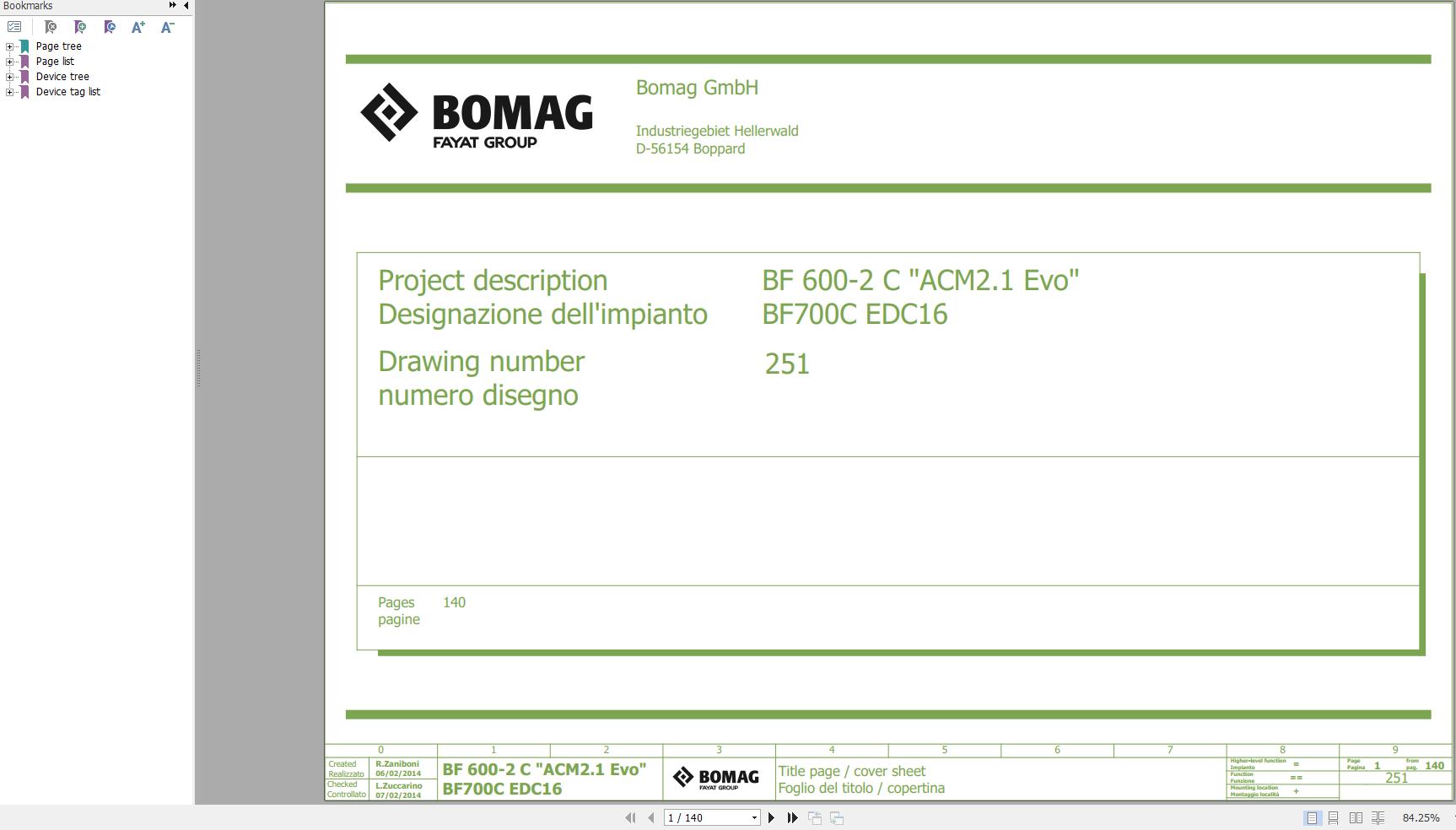 Bomag BF 600 2 C ACM2.1 EVO BF700C EDC16 Function.251 Wiring Diagram 2014 EN IT