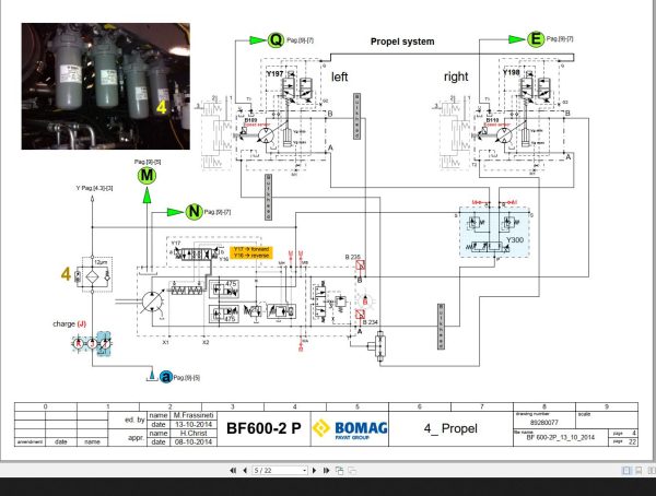 Bomag BF 600 2 P Drawing No.89280077 Hydraulic Schematic 2014 EN DE 1