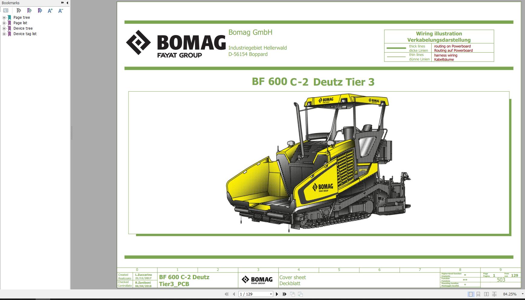 Bomag BF 600 C 2 Deutz Tier3 PCB Function.503 Wiring Diagram 2018 EN DE