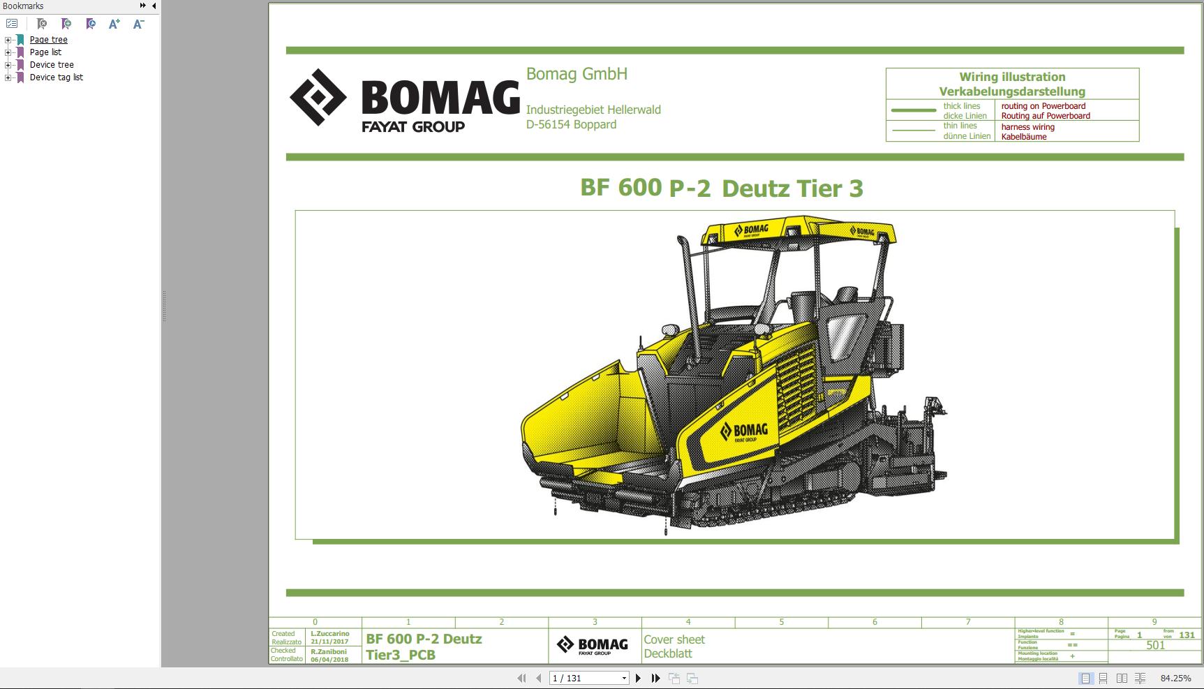 Bomag BF 600 P 2 Deutz Tier3 PCB Function.501 Wiring Diagram 2018 EN DE