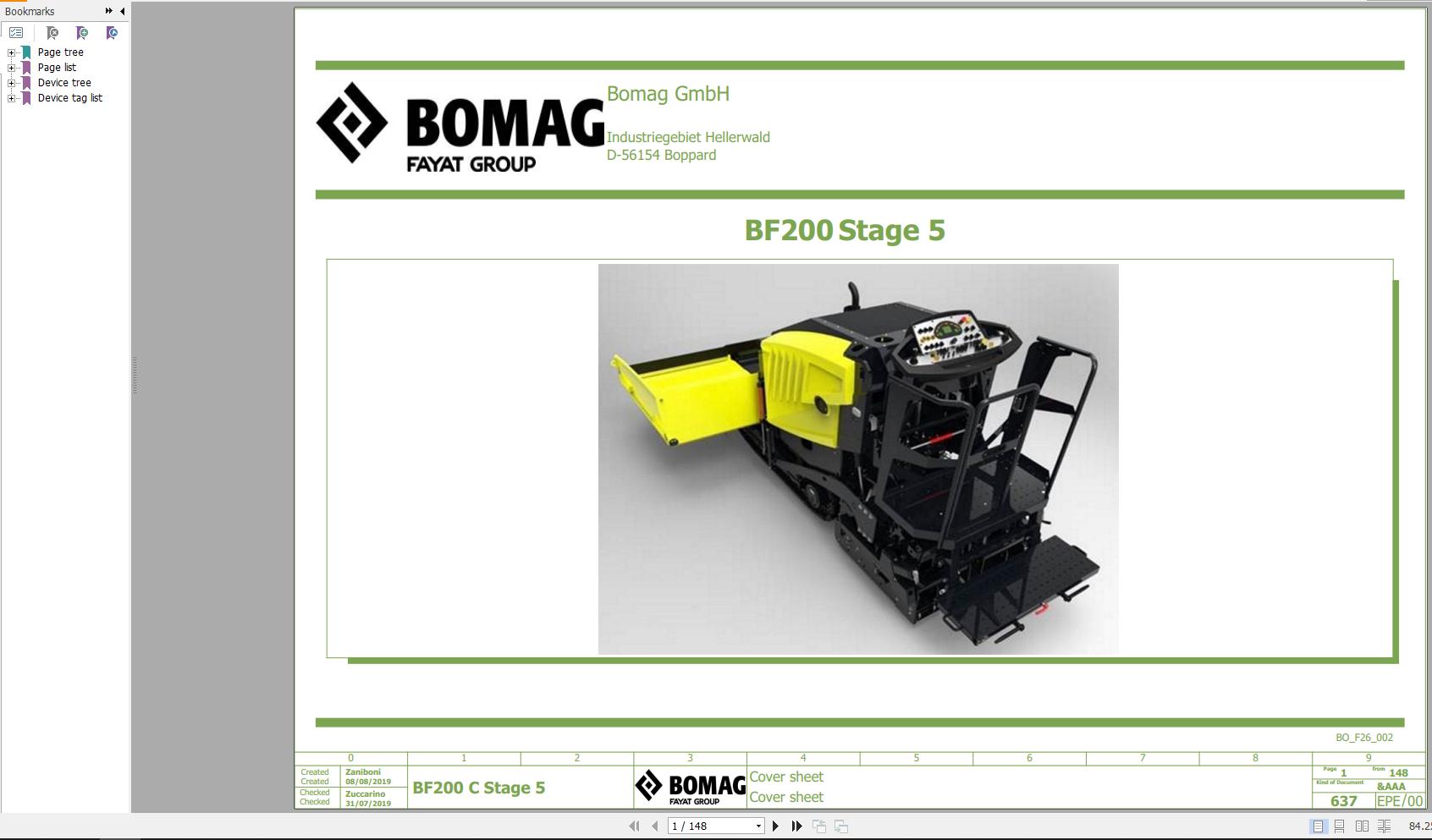 Bomag BF200C Wiring Diagram Stage 5 Function.637 2019