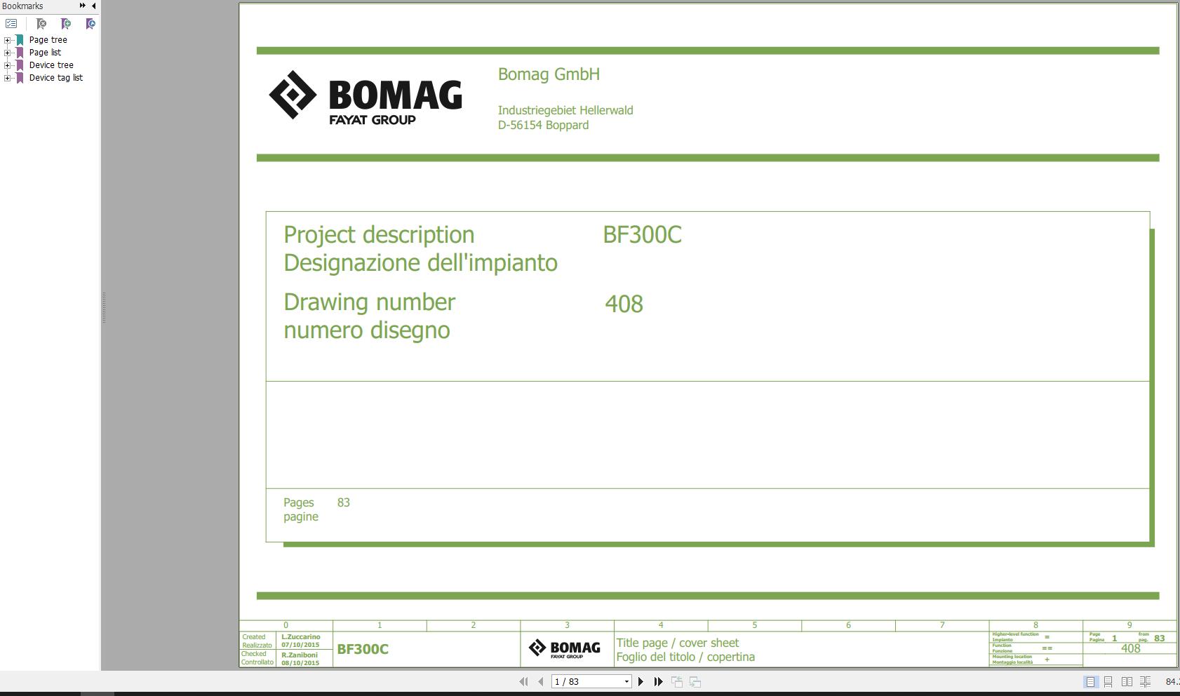 Bomag BF300C Wiring Diagram Function.408 2015 EN IT