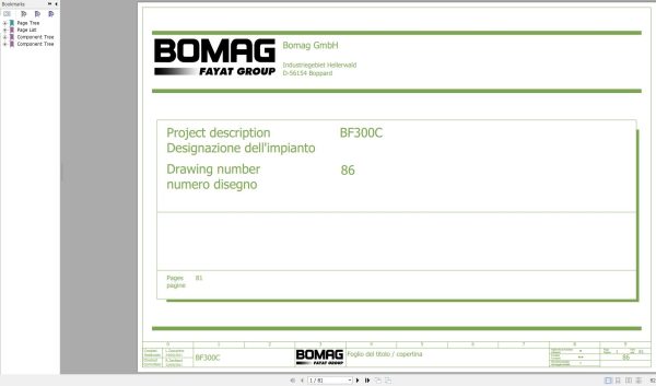 Bomag BF300C Wiring Diagram Function.86 2011 EN IT