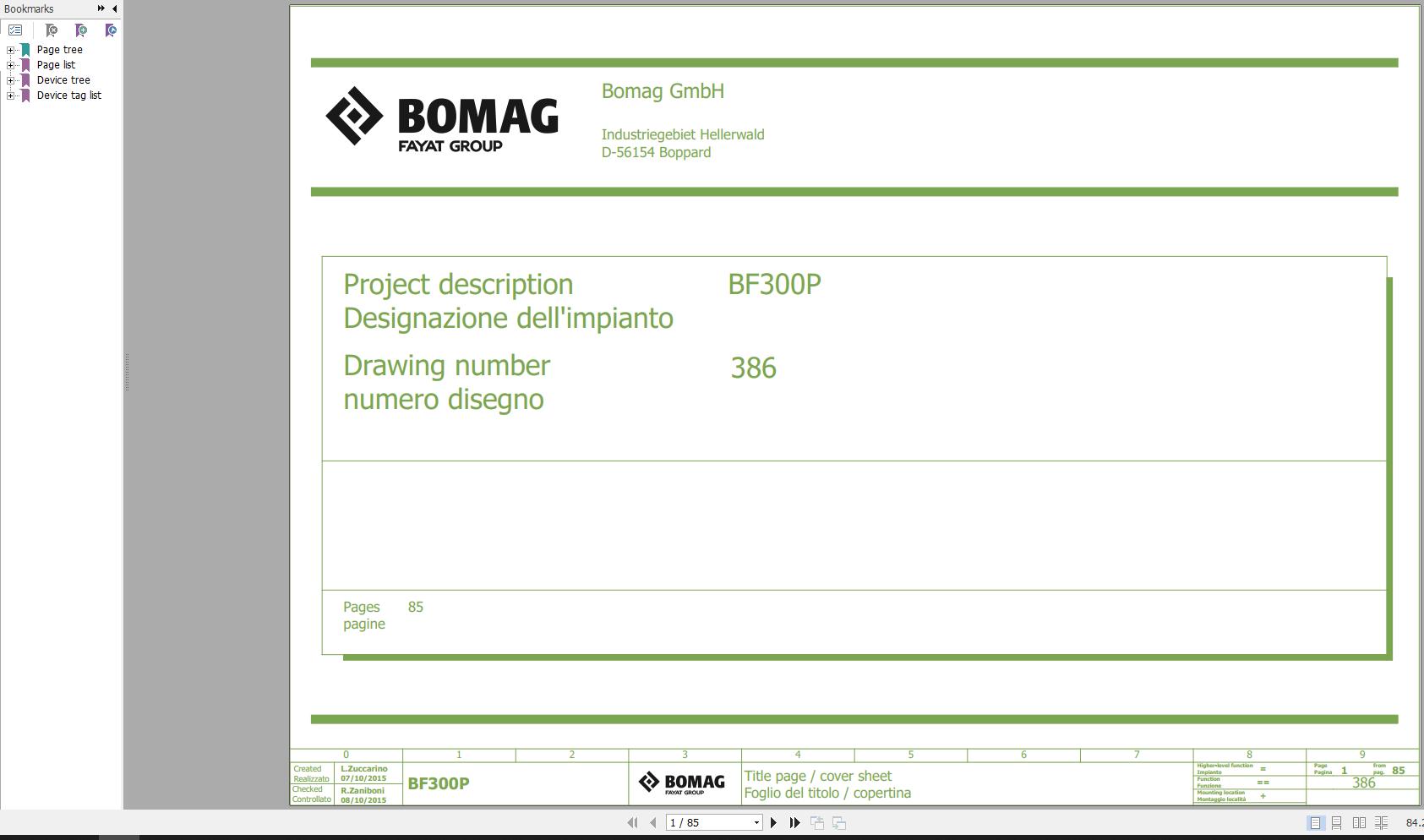 Bomag BF300P Wiring Diagram Function.386 2015 EN IT
