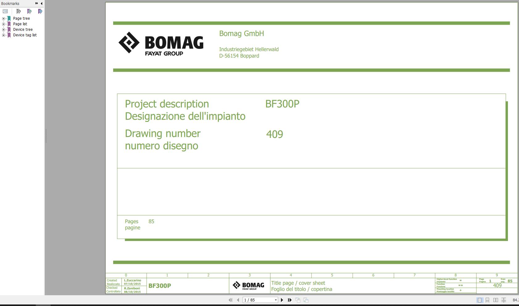 Bomag BF300P Wiring Diagram Function.409 2015 EN IT