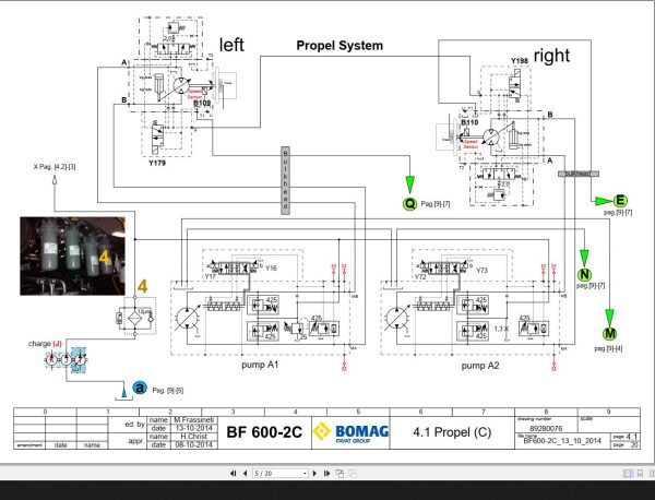 Bomag BF600 2C Hydraulic Schematic Drawing No.89280076 2014 1