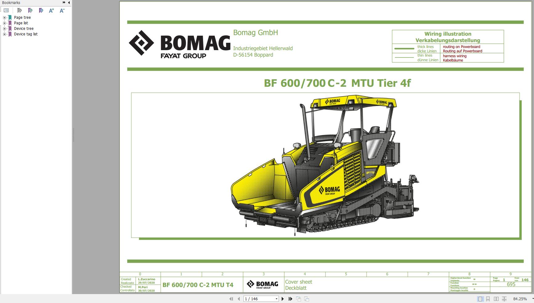 Bomag BF600C 2 BF700C 2 Wiring Diagram MTU Tier 4f Function.695 2020 EN DE