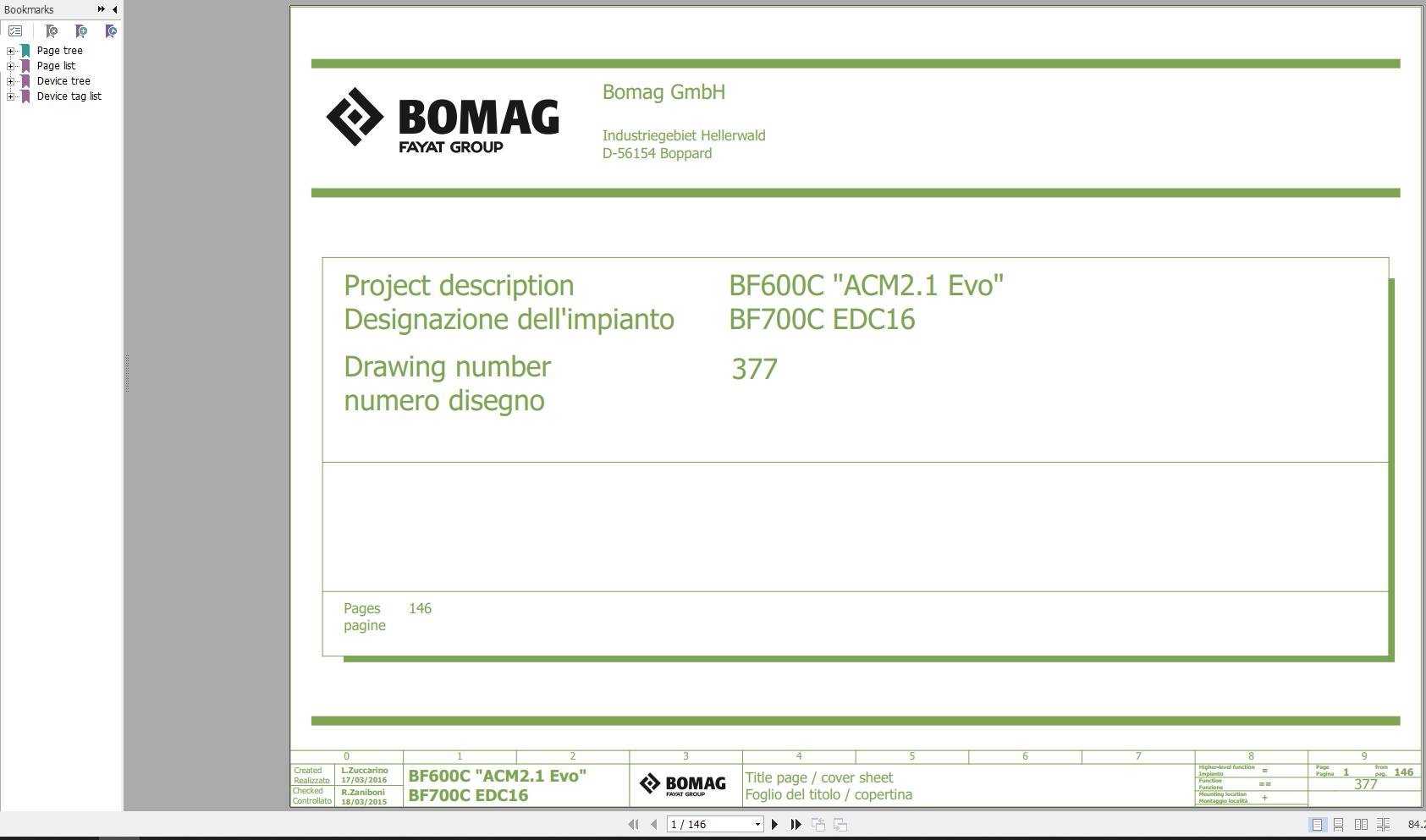 Bomag BF600C BF700C Schematic Function.377 2016 EN DE