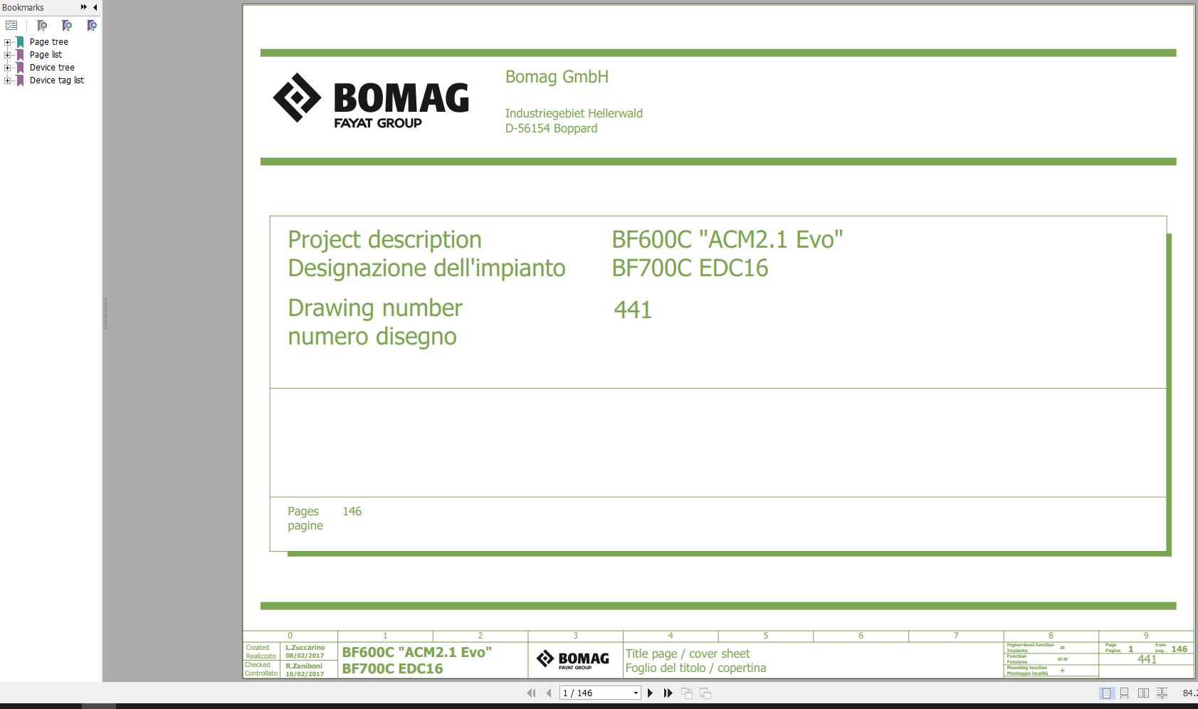Bomag BF600C BF700C Schematic Function.441 2017 EN DE