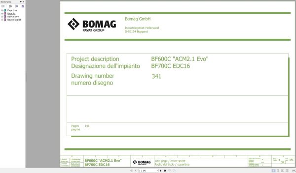 Bomag BF600C BF700C Wiring Diagram Function.341 2015 EN IT