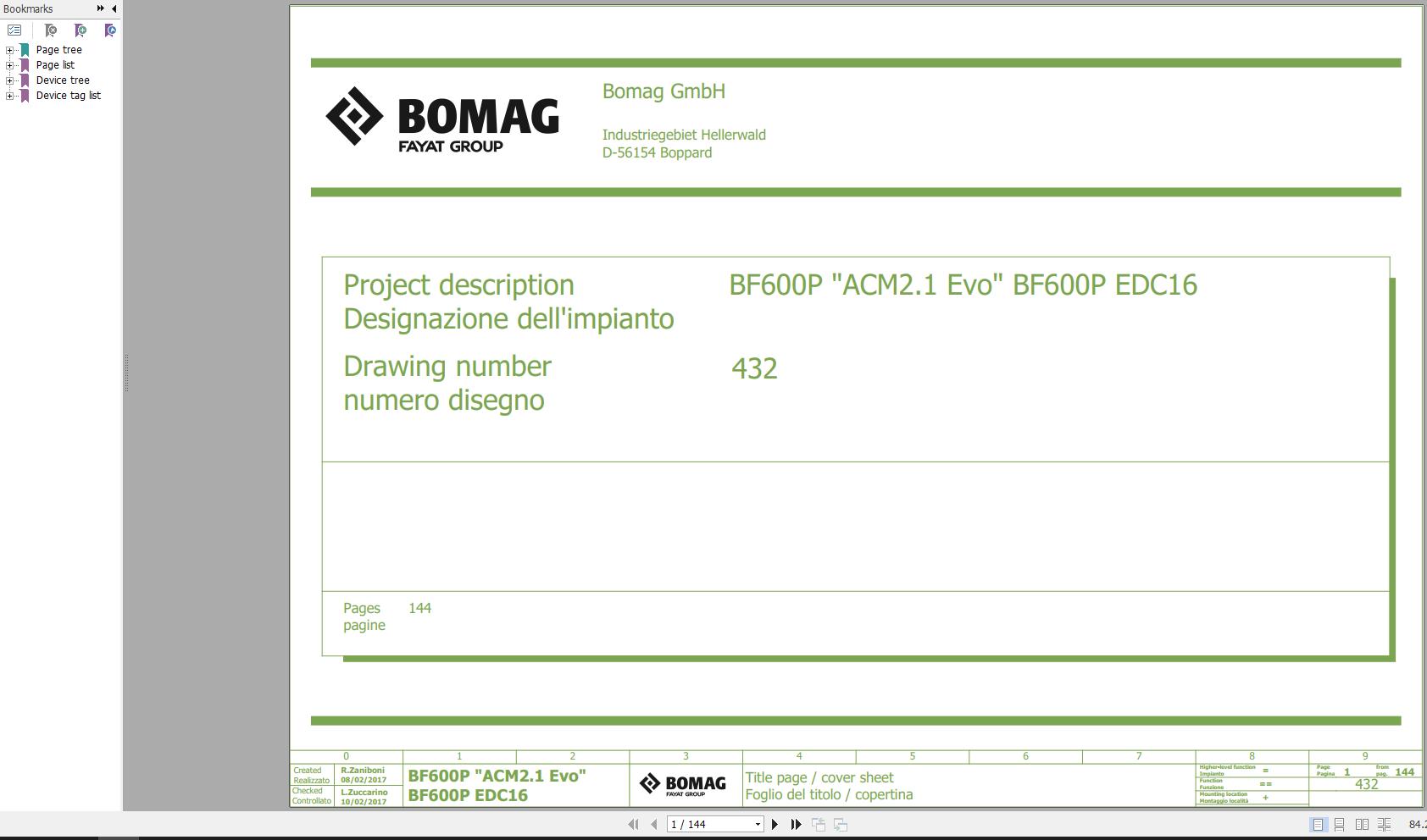 Bomag BF600P BF600P Wiring Diagram Function.432 2017 EN IT
