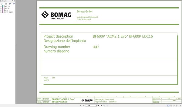 Bomag BF600P BF600P Wiring Diagram Function.442 2017 EN IT