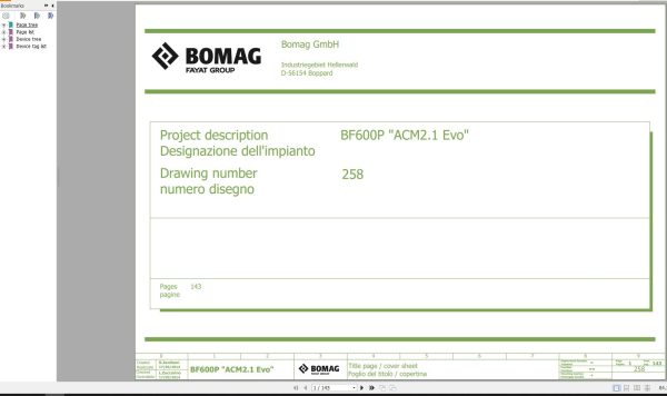 Bomag BF600P Wiring Diagram Function.258 2014 EN IT