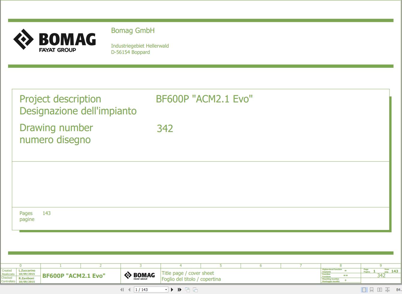 Bomag BF600P Wiring Diagram Function.342 2015 EN IT