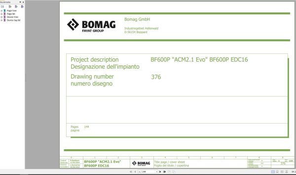 Bomag BF600P Wiring Diagram Function.376 2016 EN IT