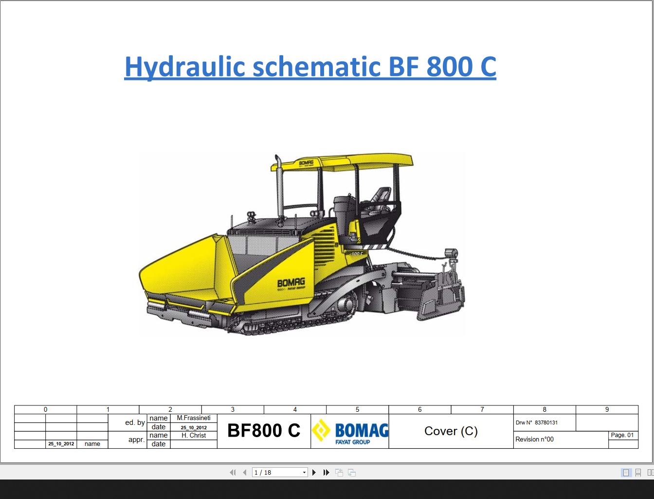 Bomag BF800C Hydraulic Schematic Drawing No.83780131 2012