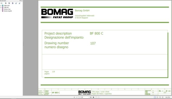 Bomag BF800C Wiring Diagram Function.107 2011 EN IT