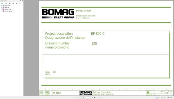 Bomag BF800C Wiring Diagram Function.125 2012 EN IT