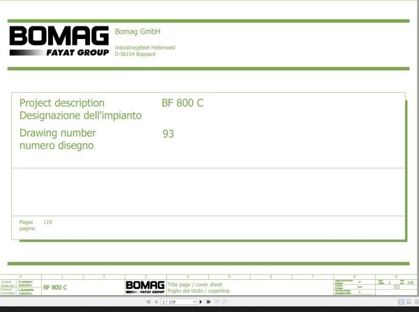 Bomag BF800C Wiring Diagram Function.93 2011 EN IT