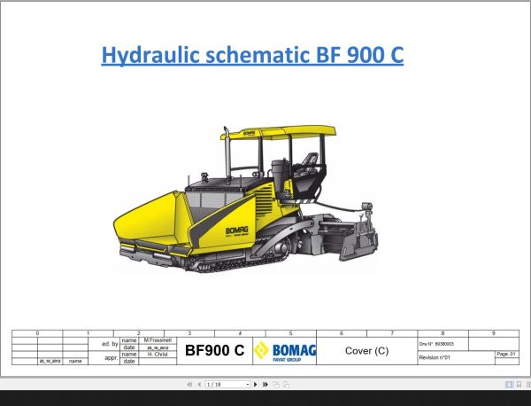 Bomag BF900C Hydraulic Schematic Drawing No.89380003 2012