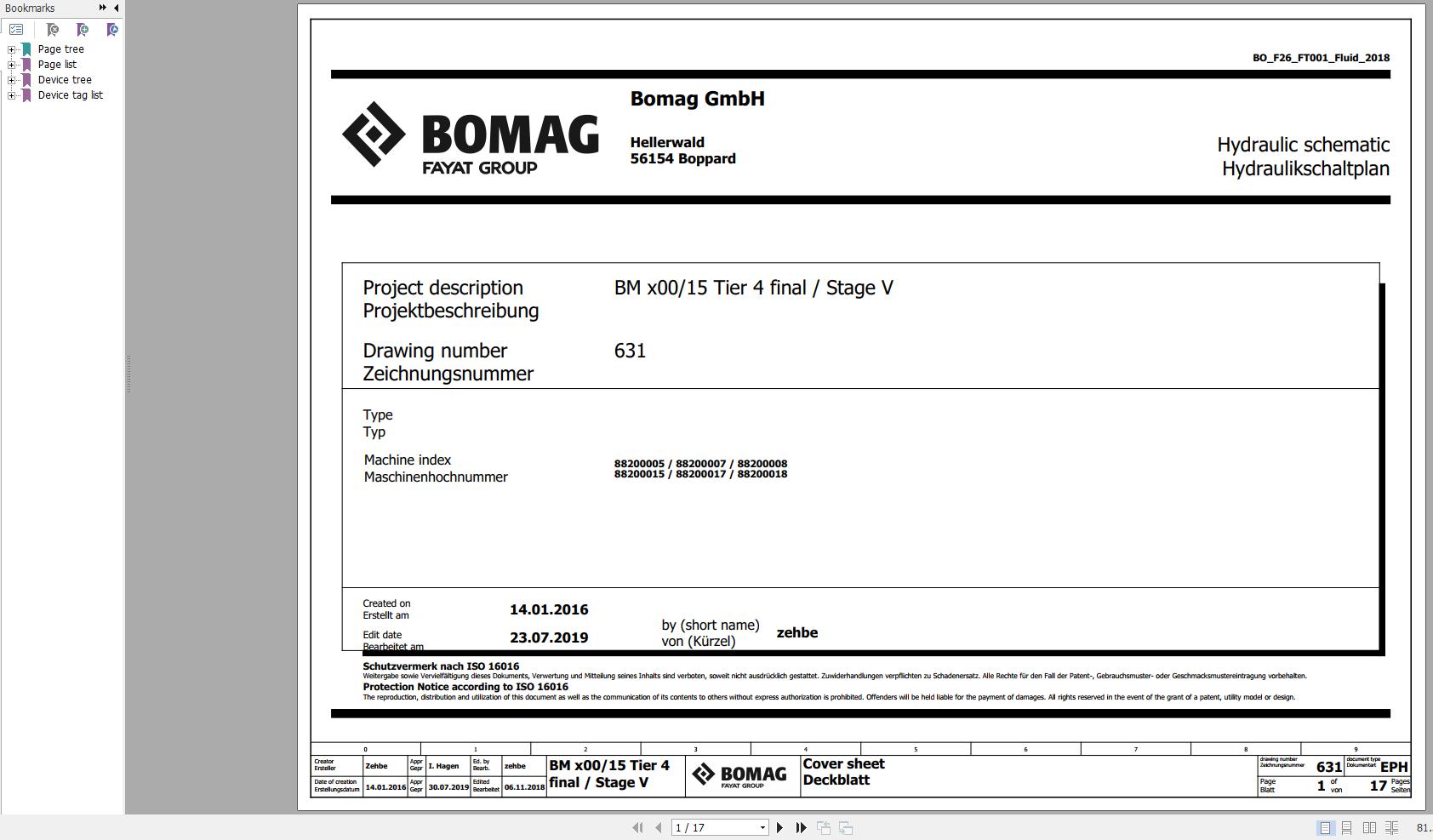 Bomag BM1x00 15 Hydraulic Schematic Tier 4f Stage V Function.631 2017 EN DE