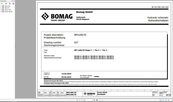 Bomag BM1x00 35 Hydraulic Schematic Stage V Tier 3 4 Function.627 2019 EN DE