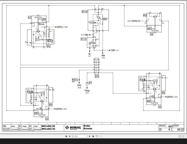 Bomag BM1x00 35 Hydraulic Schematic Stage V Tier 3 4 Function.627 2019 EN DE 1