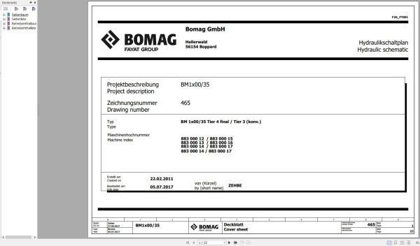 Bomag BM1x00 35 Hydraulic Schematic Tier 3 4 Final Function.465 2017 EN DE