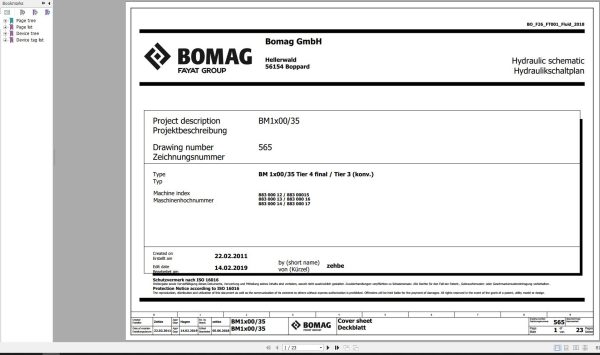 Bomag BM1x00 35 Hydraulic Schematic Tier 3 4 final Function.565 2019 EN DE