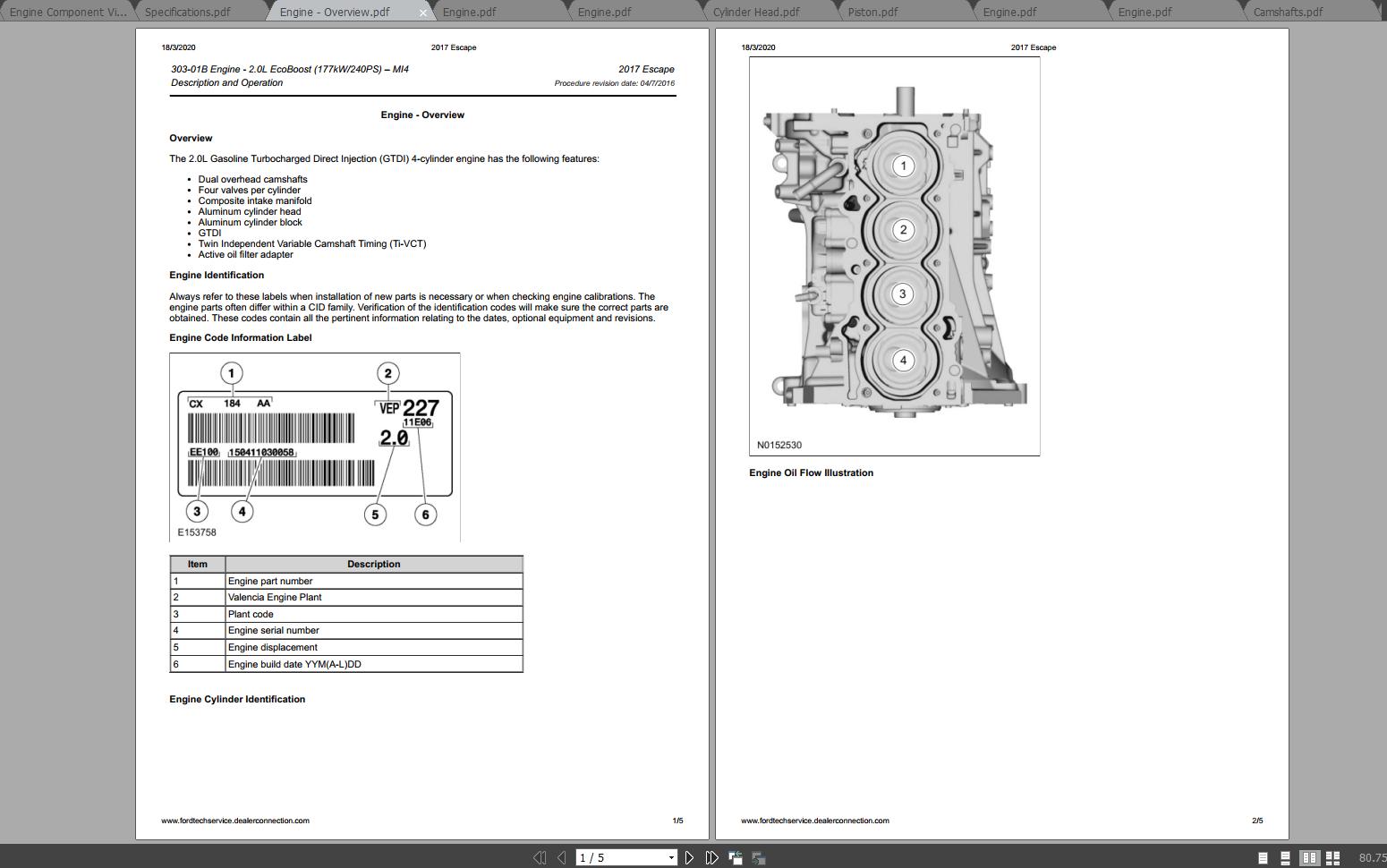 Ford EcoSport Engine 2.0L EcoBoost (177kW240PS) MI4 Repair Manual
