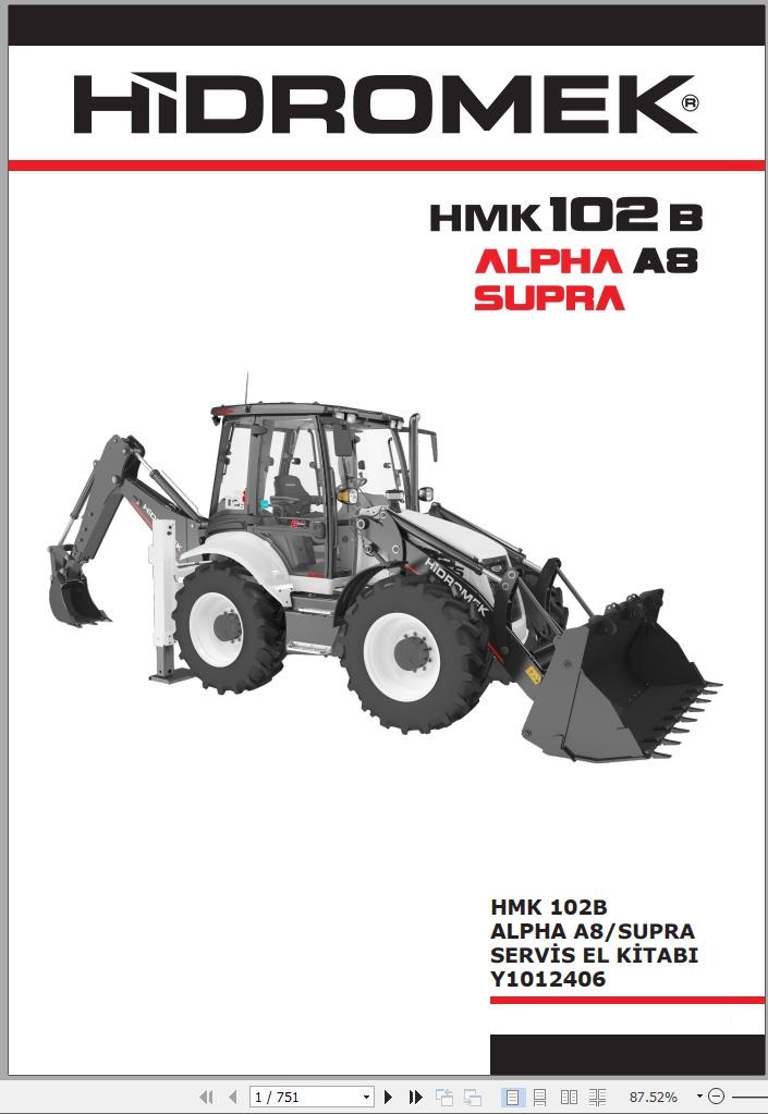 Hidromek Backhoe Loader HMK 102B Alpha A8 Supra Service Manual TR