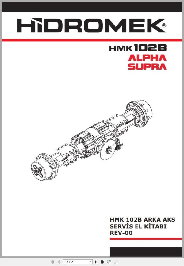 Hidromek Backhoe Loader HMK 102B Alpha Supra Rear Axle Service Manual TR