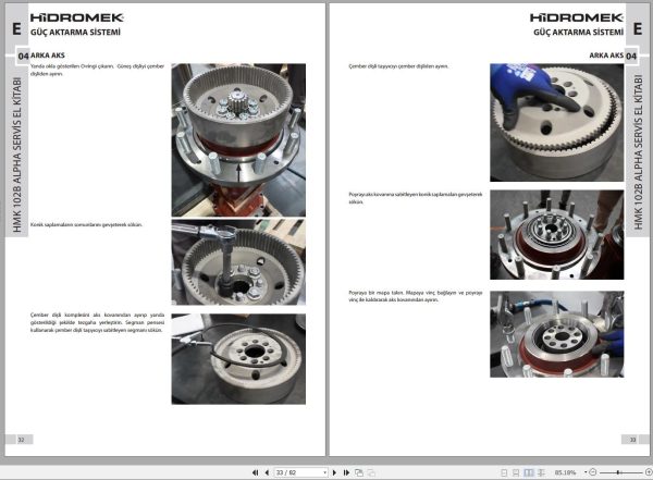 Hidromek Backhoe Loader HMK 102B Alpha Supra Rear Axle Service Manual TR 1
