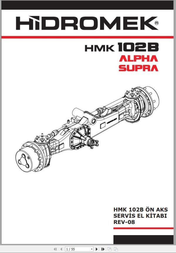 Hidromek Backhoe Loader HMK 102B Front Axle Service Manual TR